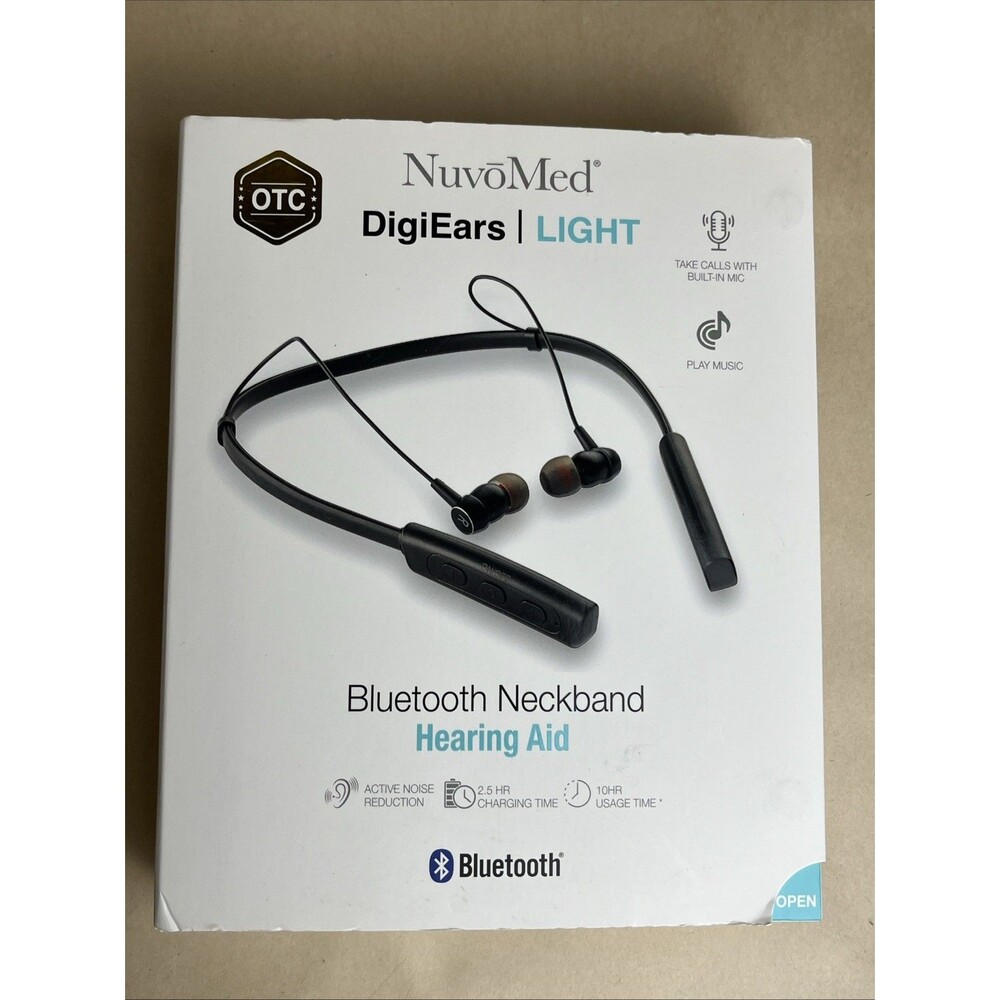 NuvoMed DigiEars Light Hearing Aid Bluetooth Neckband Hands Free Call New In Box